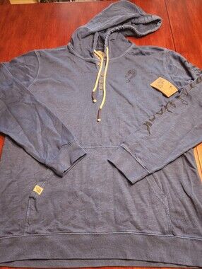 Men's NWT Maori Hook Pullover Hoodie Vintage-Style Blue Pullover Shirt XL